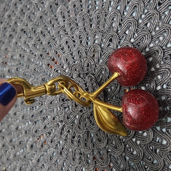 Cherry Charm Keychain - Gold And Silver - Picture 2 of 5